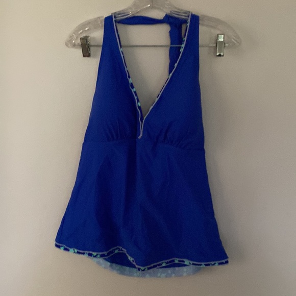 NWOT Royal Blue two piece Tankini swimsuit size 2X w/tie back halter top - Picture 2 of 4